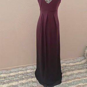 Floor length gown/dress front knitted accent and variant color